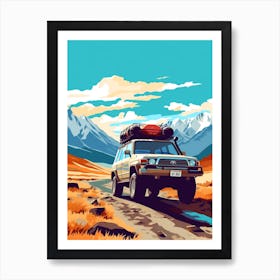 A Toyota Land Cruiser In The Andean Crossing Patagonia Illustration 2 Art Print