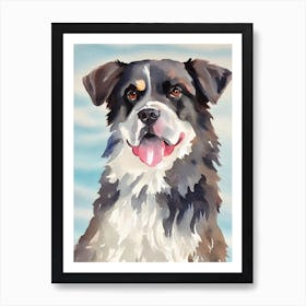 Newfoundland 3 Watercolour Dog Art Print