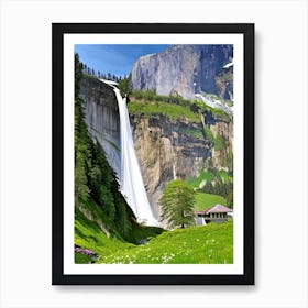 Lauterbrunnen Valley Waterfalls, Switzerland Majestic, Beautiful & Classic (3) Art Print