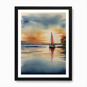 Sailboat At Sunset Art Print