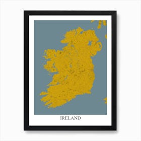 Ireland Yellow Blue Map Art Print