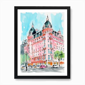 The Plaza Hotel   New York City, New York   Resort Storybook Illustration 2 Art Print