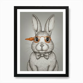 Rabbit With Glasses Art Print