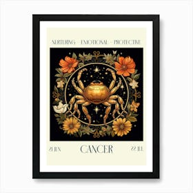 Cancer William Morris Zodiac Astral Sign Art Print