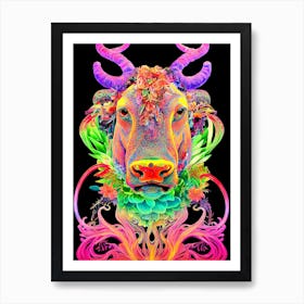 Colorful Bull Art Print