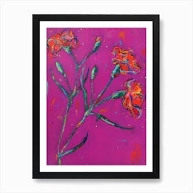 Orange Carnations In Pink Art Print