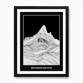 Beinn Bheoil Mountain Line Drawing 2 Poster Art Print