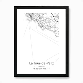 La Tour De Peilz,Switzerland Minimalist Map Art Print