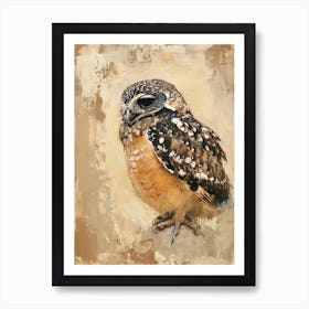 Collared Scops Owl Painting 4 Art Print