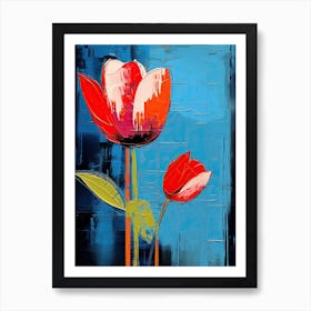 Neo-Expressionist Oasis: Tulips in Basquiat's style Art Print