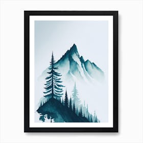 Mountain And Forest In Minimalist Watercolor Vertical Composition 367 Art Print