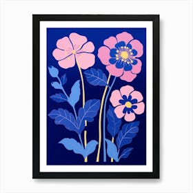 Blue Flower Illustration Portulaca 2 Art Print