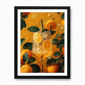 Cocktail With Oranges And Leaves 3 Art Print