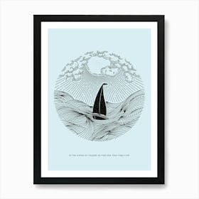 Sun Sunshine Waves Sailboat Sea Ocean  Art Print