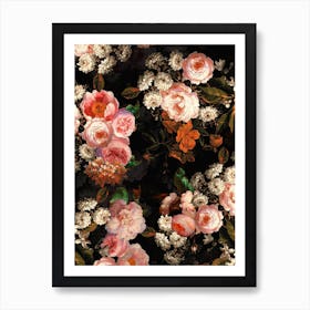 Shiny Vintage Roses Garden Art Print