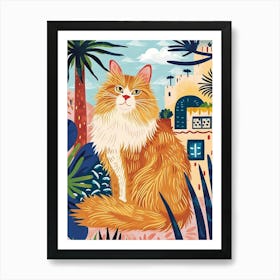 Somali Cat Storybook Illustration 1 Art Print