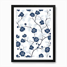 Blue And White Floral Pattern 4 Art Print