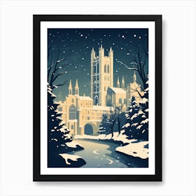 Winter Travel Night Illustration Canterbury United Kingdom 1 Art Print