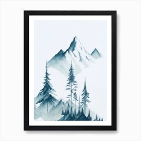 Mountain And Forest In Minimalist Watercolor Vertical Composition 353 Art Print