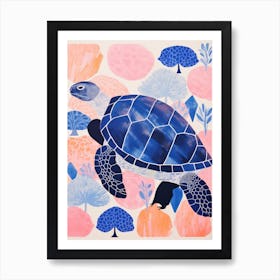 Playful Illustration Of Sea Turtle For Kids Room 3 Art Print