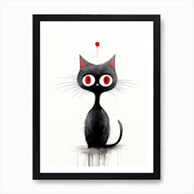 Black Cat With Red Eyes Art Print