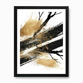 Gold Brushstrokes Canvas Print 2 Art Print