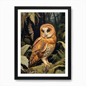 Australian Masked Owl Relief Illustration 4 Art Print