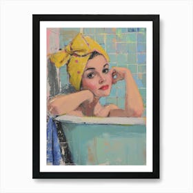 Retro Pinup Bath Painting  4 Art Print