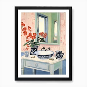 Bathroom Vanity Painting With A Orchid Bouquet 3 Art Print