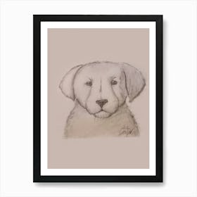 Cute puppy with doubt in expression  Art Print