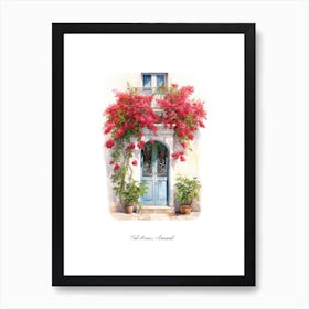 Tel Aviv, Israel   Mediterranean Doors Watercolour Painting 3 Poster Art Print