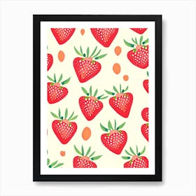 Strawberry Repeat Pattern, Fruit, Neutral Abstract 3 Art Print