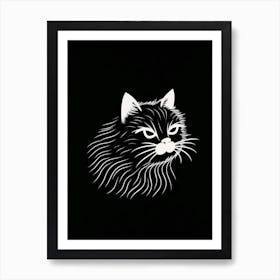 Abstract Sketch Cat Line Drawing 4 Art Print
