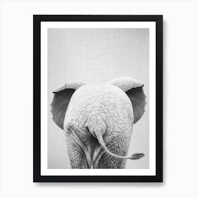 Baby Elephant Tail - Black & White Art Print