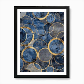 Circles In Blue And Gold 3 Art Print