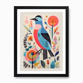 Colourful Scandi Bird Dove 2 Art Print