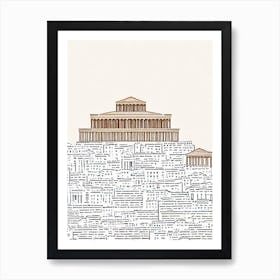 Acropolis Athens Boho Landmark Illustration Art Print