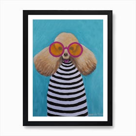 Stripy Poodle Art Print