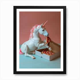 Toy Unicorn Eating A Pizza Slice 1 Art Print