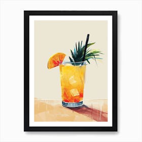 Tequila Cocktail, Mid century Art Print