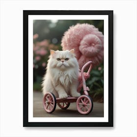 Cute Cat On A Pink Tricycle Art Print