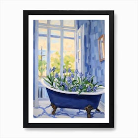 A Bathtube Full Of Bleeding Heart In A Bathroom 4 Art Print