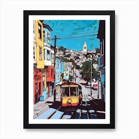 Painting Of A San Francisco With A Cat In The Style Of Of Pop Art 2 Art Print