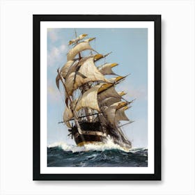 Sailing Ship In Rough Seas Art Print