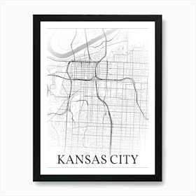 Kansas City, Missouri, United States, City Map, Black And White Fade Design 1 Poster