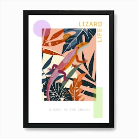 Lizard In The Leaves Modern Abstract Illustration 4 Poster Art Print