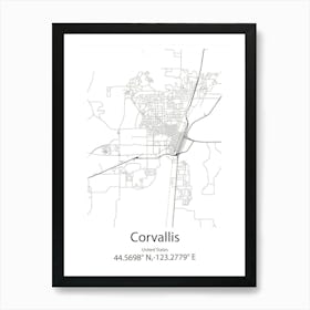 Corvallis,United States Minimalist Map Art Print