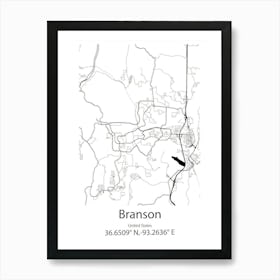 Branson,United States Minimalist Map Art Print