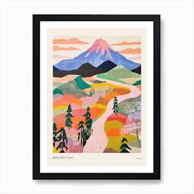Mount Fuji Japan 5 Colourful Mountain Illustration Poster Art Print