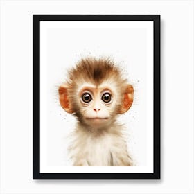 Watercolour Jungle Animal Baby Monkey 1 Art Print